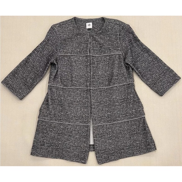 CAbi The Times Jacket Black White Gray Style 5299 Pockets Tweed Size Small - Picture 2 of 10